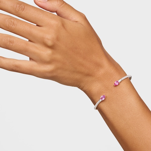 Pulsera esclava de plata y gemas creadas en laboratorio TOUS Mesh LGG