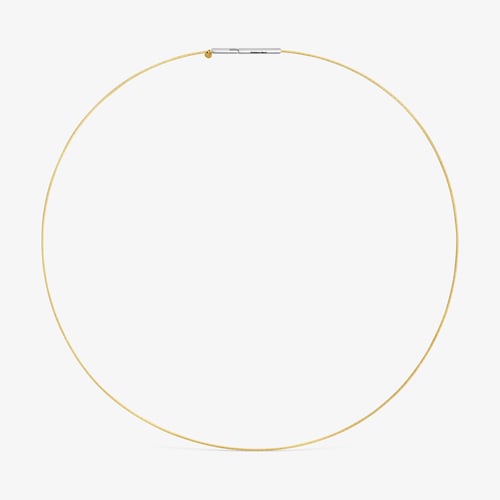 Collar de oro 14 kt y acero Mesh Tube