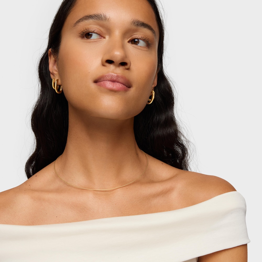 Collar de oro 14 kt y acero Mesh Tube