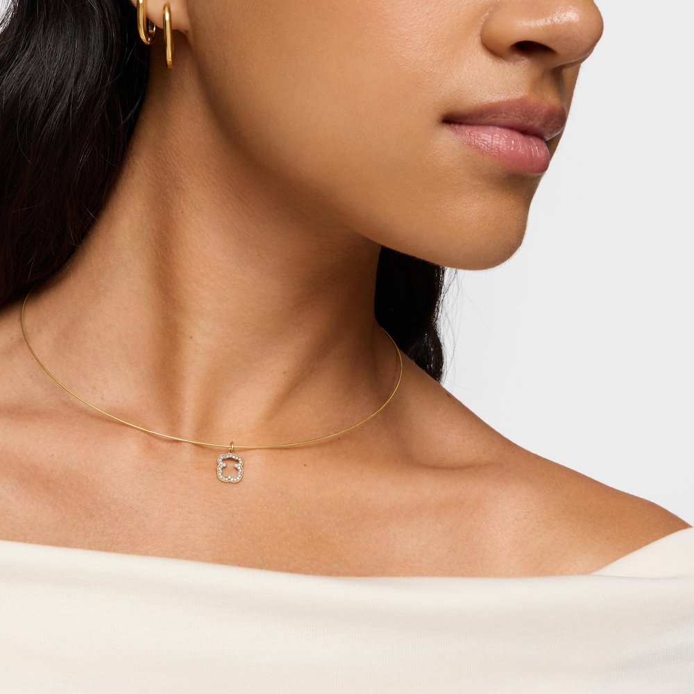 Collar de oro 14 kt y acero Mesh Tube