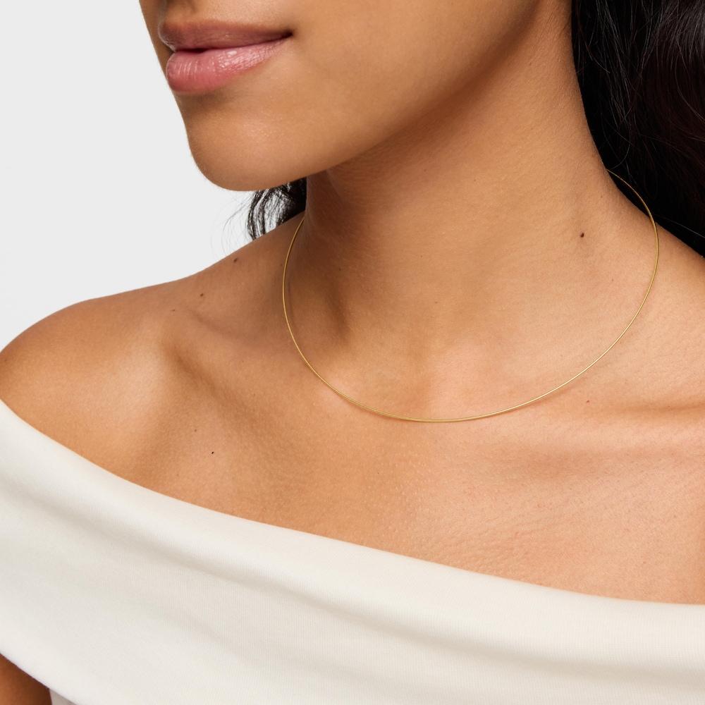 Collar de oro 14 kt y acero Mesh Tube