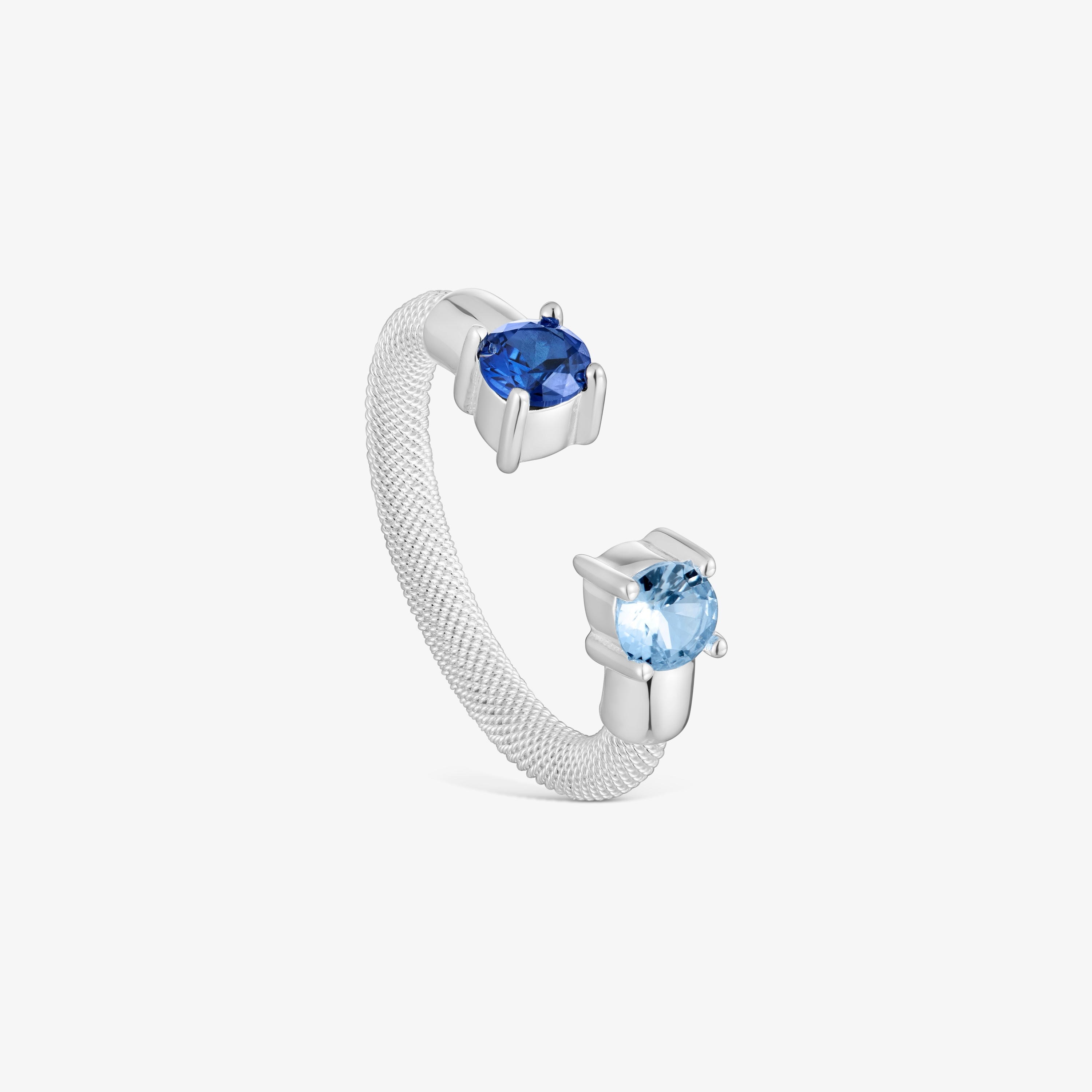 Silver and lab-grown spinel Open ring TOUS Mesh LGG