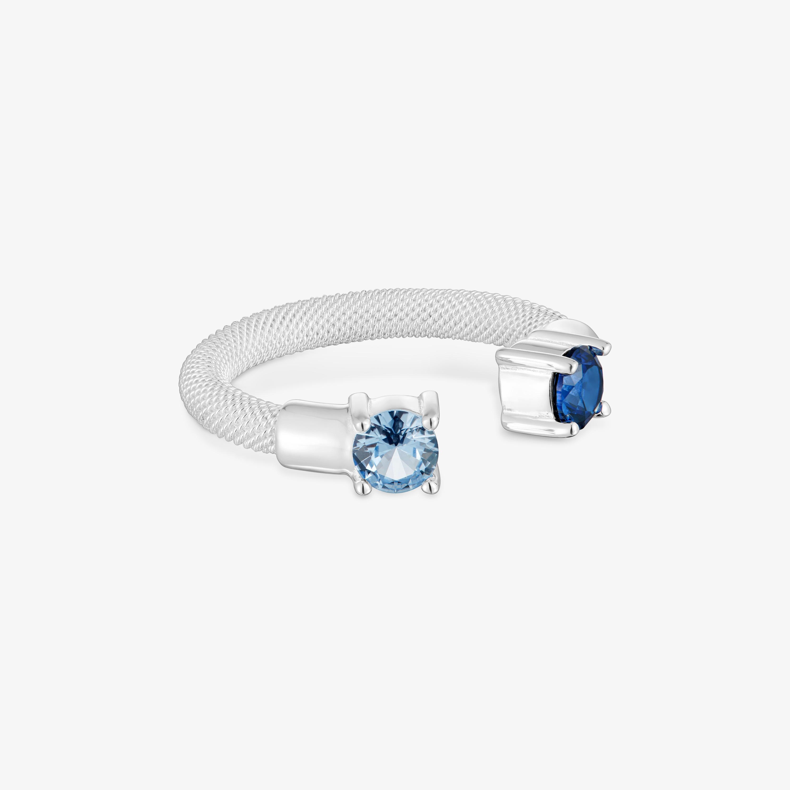 Silver and lab-grown spinel Open ring TOUS Mesh LGG