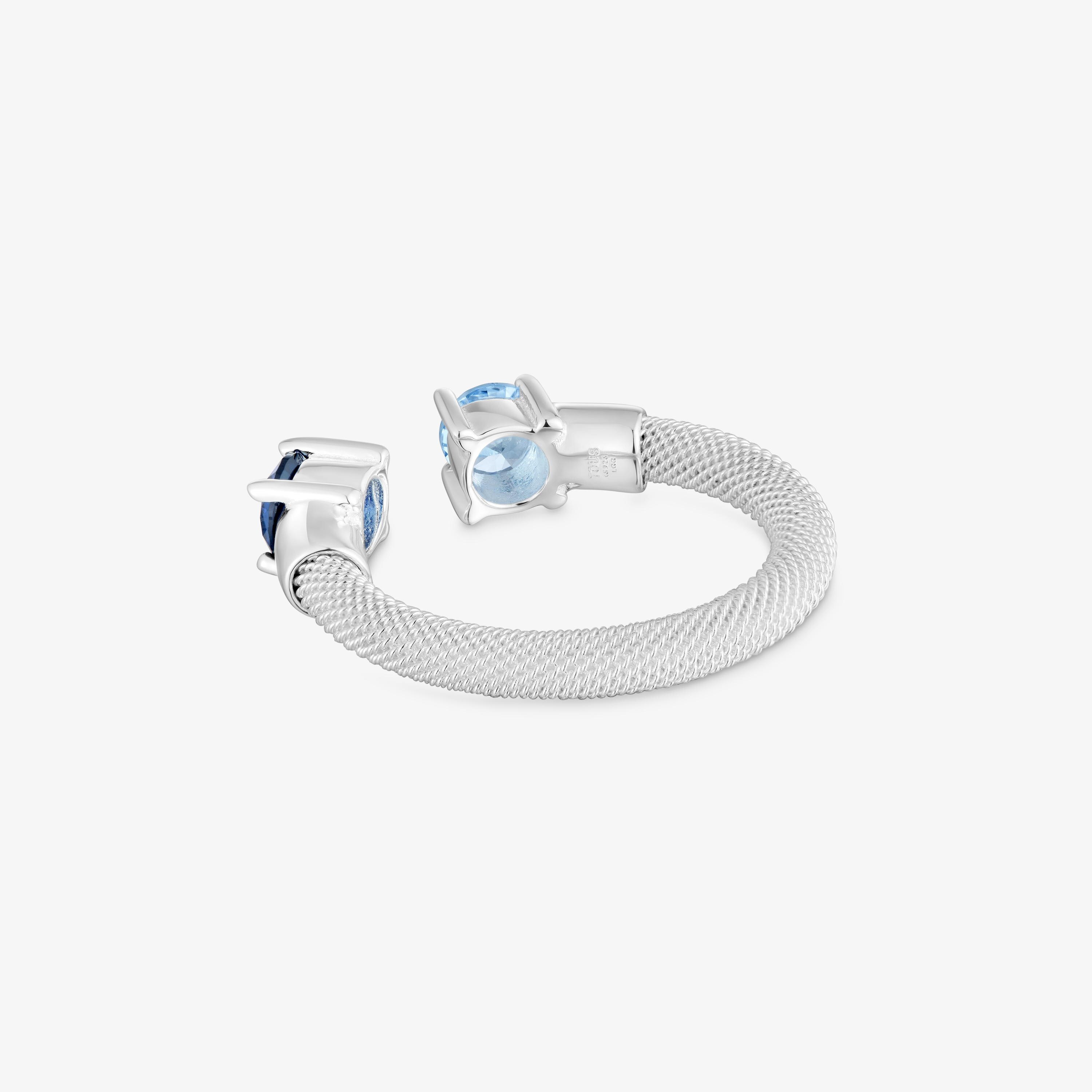 Silver and lab-grown spinel Open ring TOUS Mesh LGG