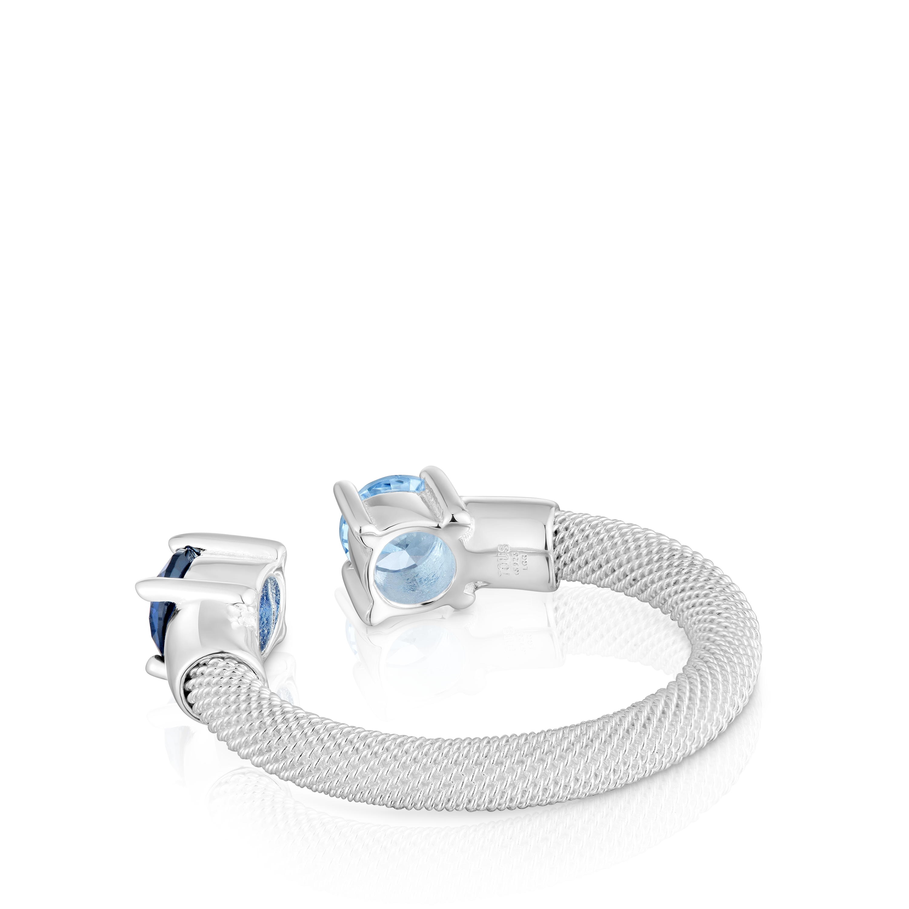 Silver and lab-grown spinel Open ring TOUS Mesh LGG | TOUS
