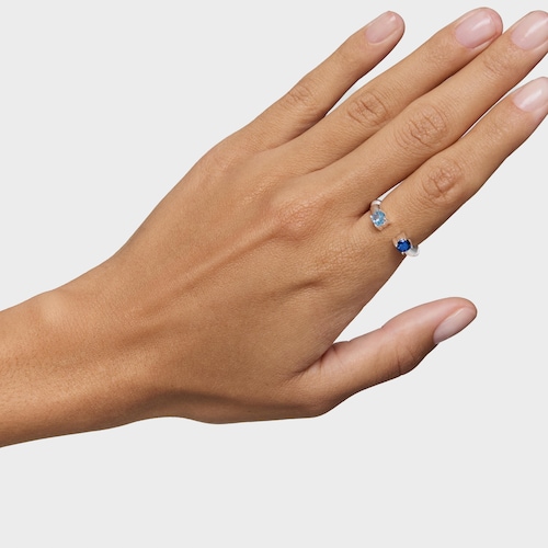 Anillo abierto de plata y espinela creada en laboratorio TOUS Mesh LGG