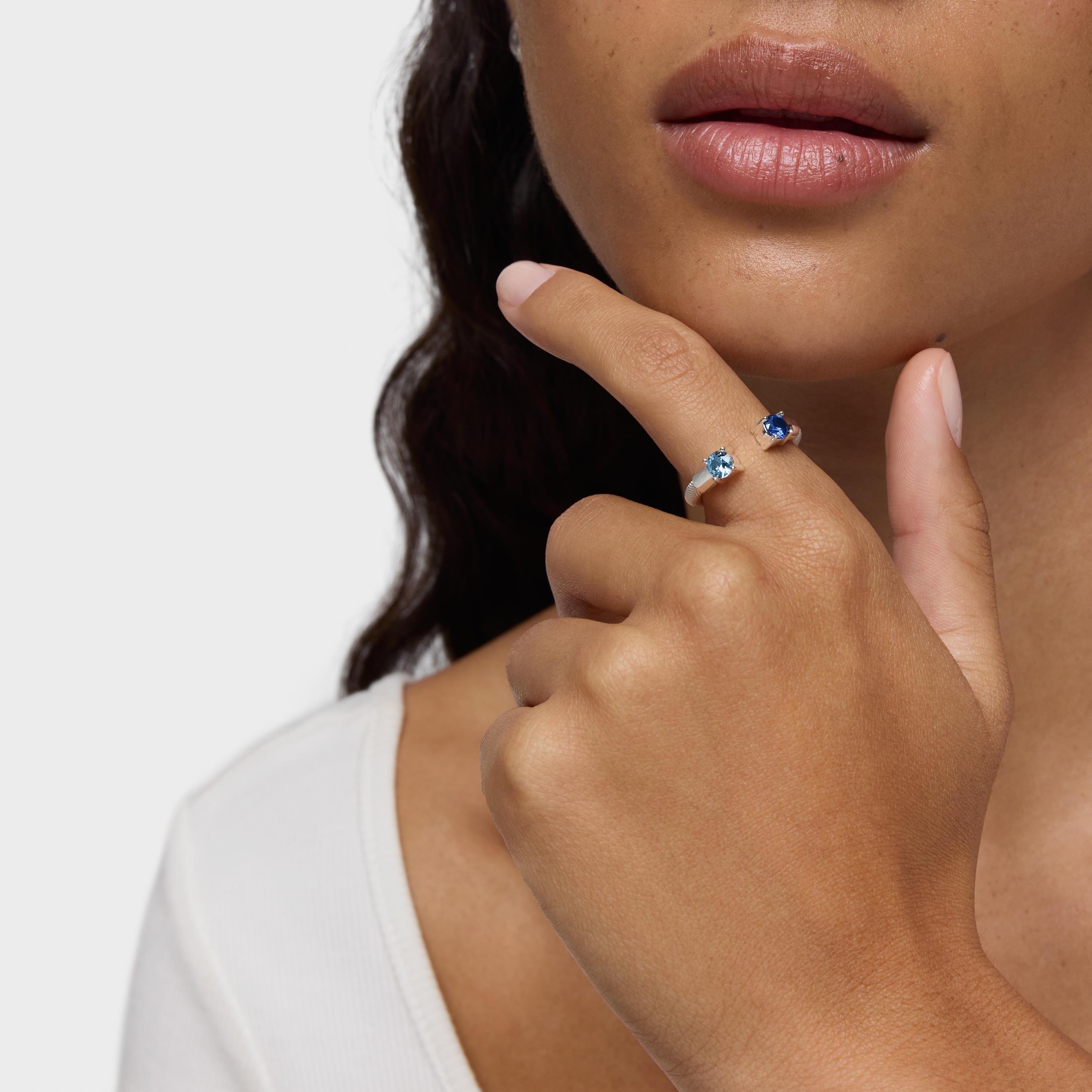 Silver and lab-grown spinel Open ring TOUS Mesh LGG