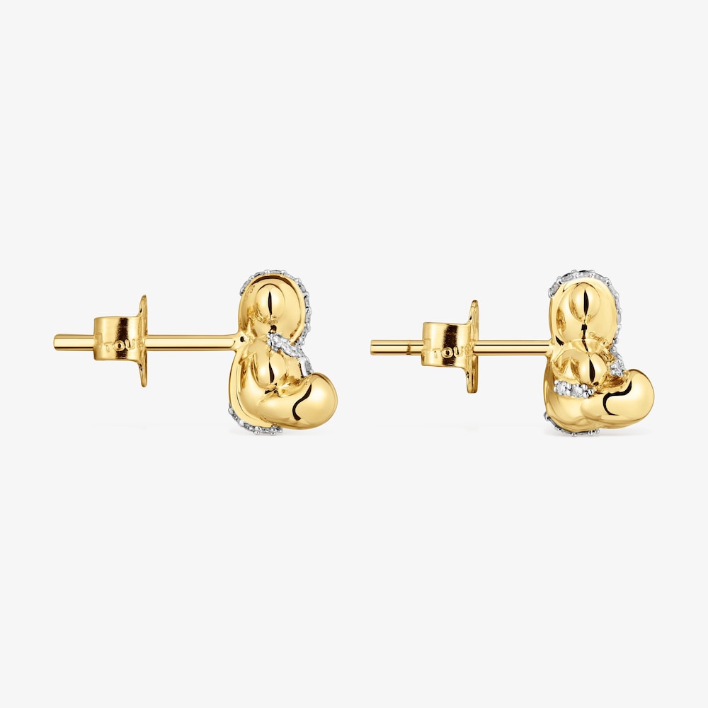Pendientes oso de oro 14 kt y diamantes Lligat