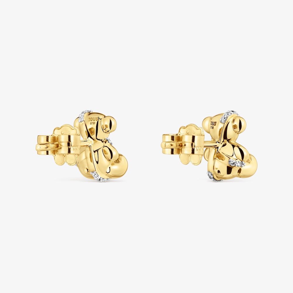 Pendientes oso de oro 14 kt y diamantes Lligat