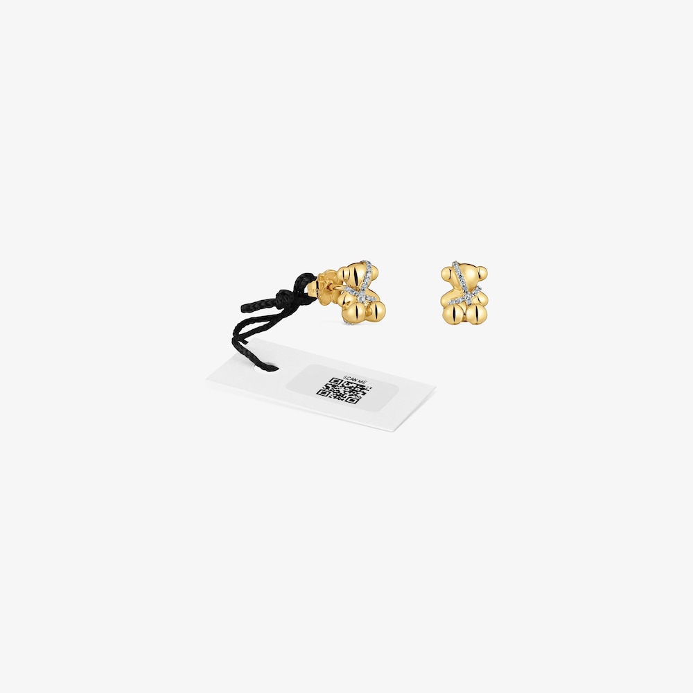 Pendientes oso de oro 14 kt y diamantes Lligat