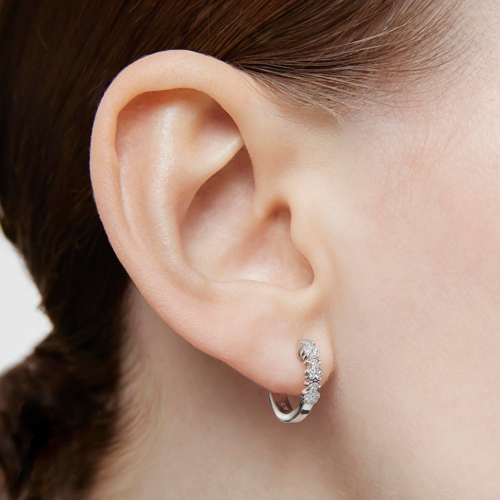 Pendientes aro de oro blanco 14 kt con diamantes TOUS Bear