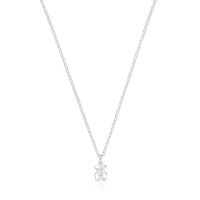 Short silver Necklace with bear Icon Metal