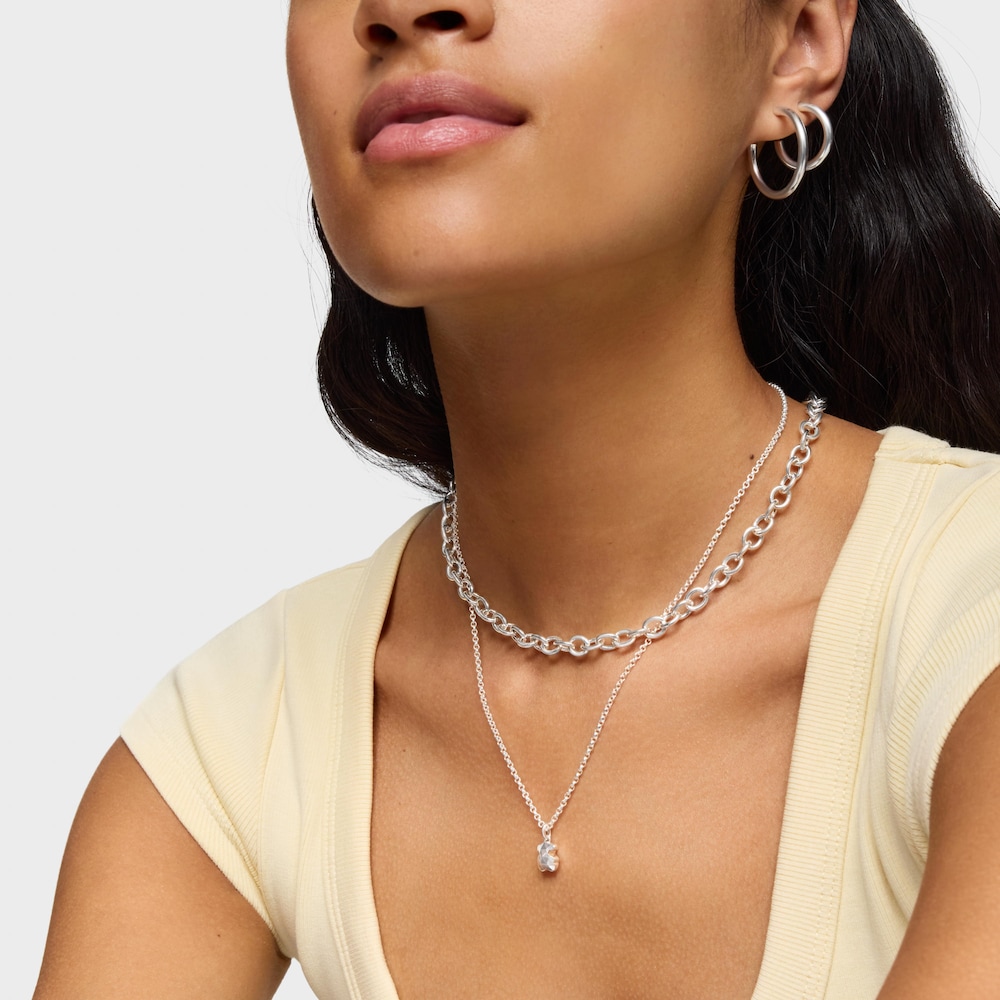 Collana corta in argento con orsetto Icon Metal