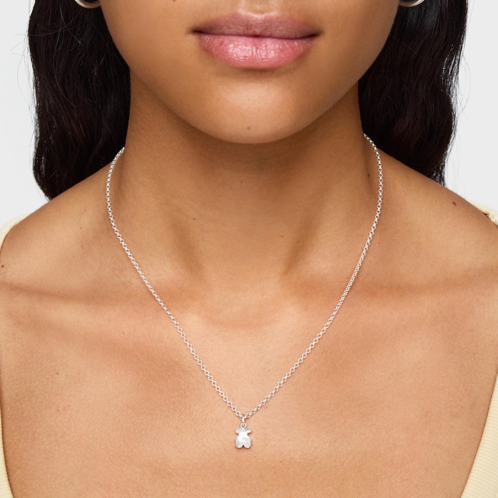 Collana corta in argento con orsetto Icon Metal