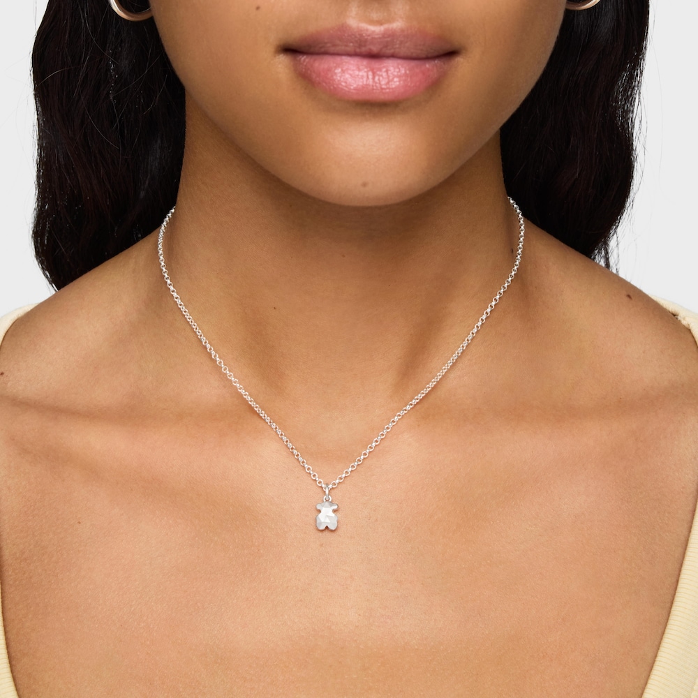 Collana corta in argento con orsetto Icon Metal