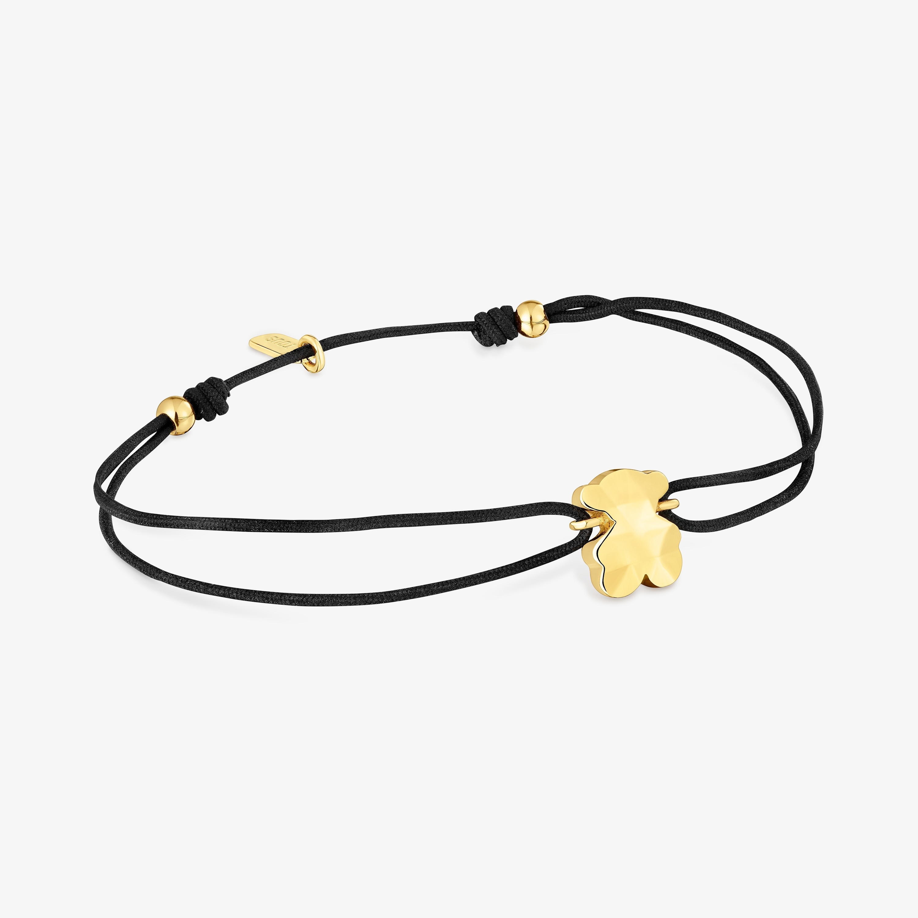 Two-tone nylon Bracelet with bear motif Icon Metal
