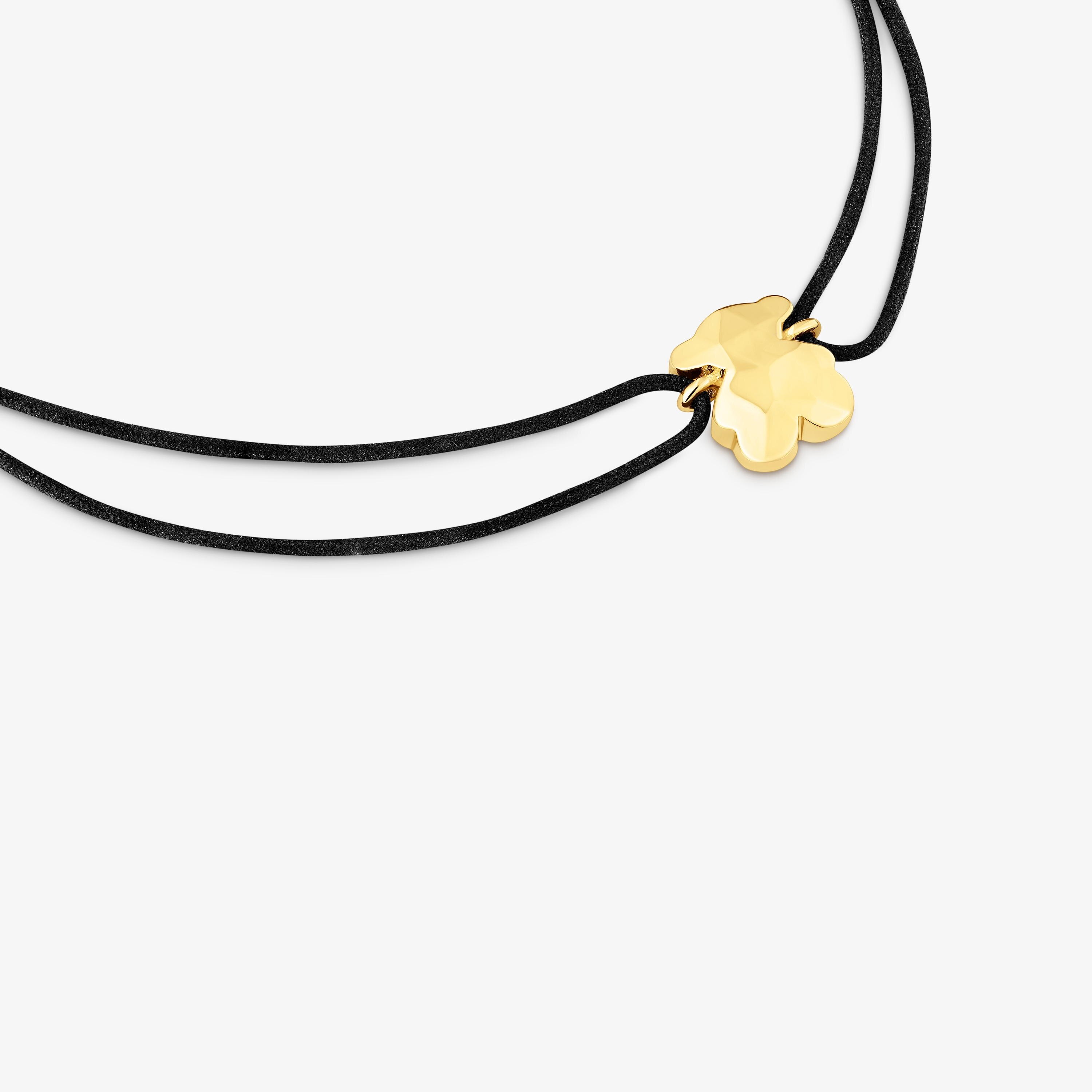 Two-tone nylon Bracelet with bear motif Icon Metal