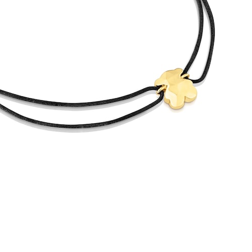 Twotone nylon Bracelet with bear motif Icon Metal