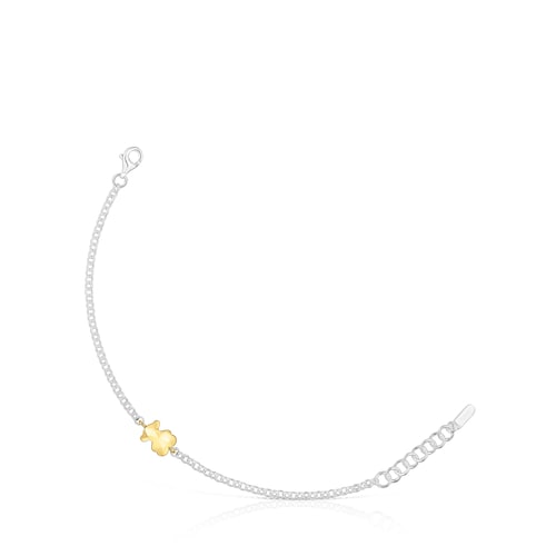 Twotone chain Bracelet with bear Icon Metal