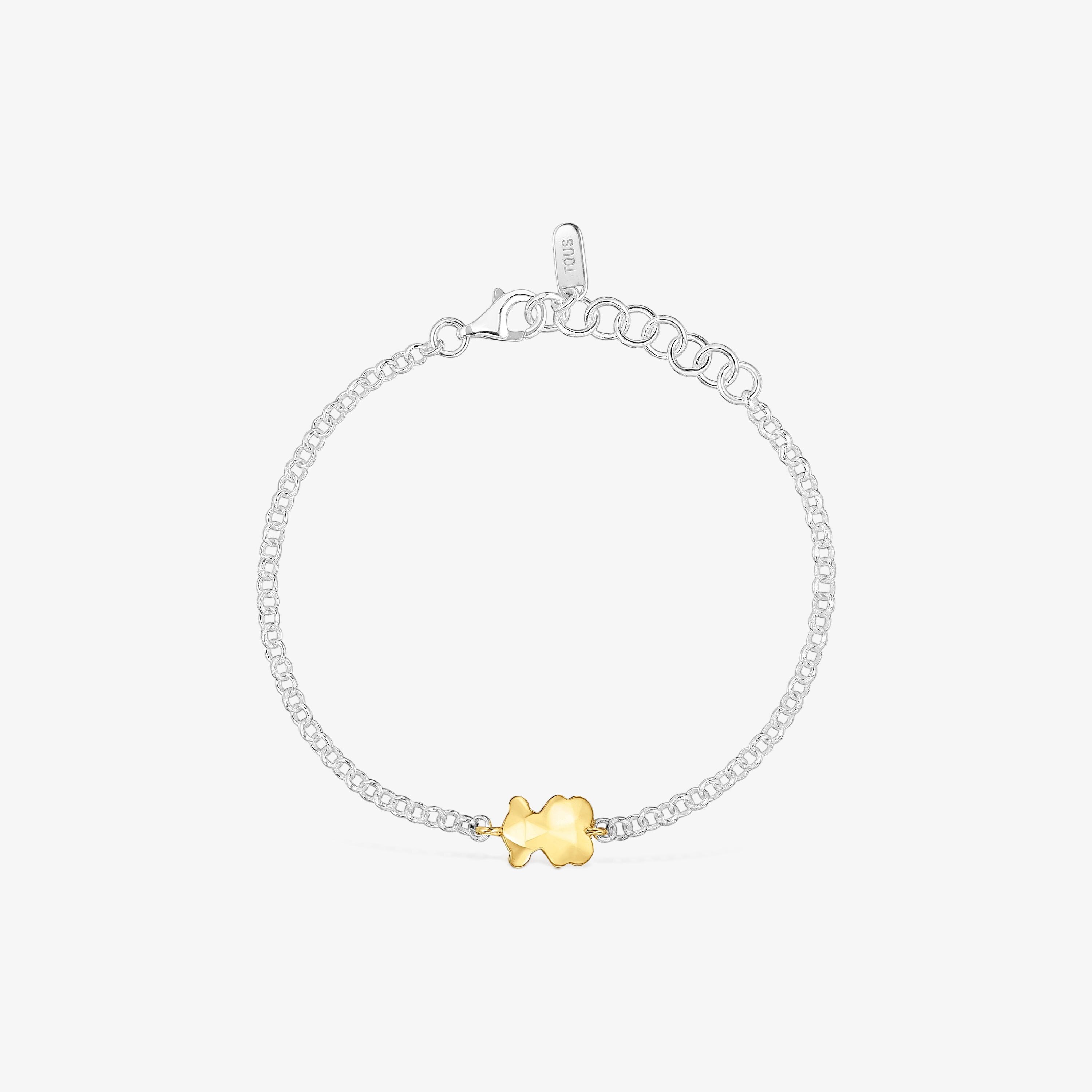 Two-tone chain Bracelet with bear Icon Metal
