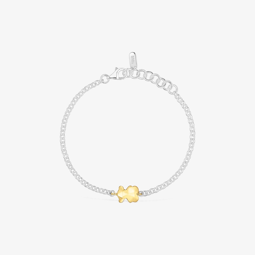 Bransoletka łańcuszkowa dwukolorowa z misiem Icon Metal