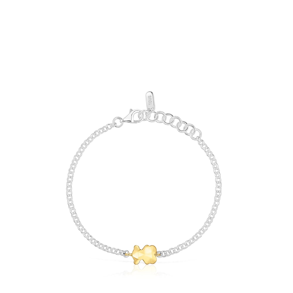 Two-tone chain Bracelet with bear Icon Metal Two-tone chain Bracelet with bear Icon Metal