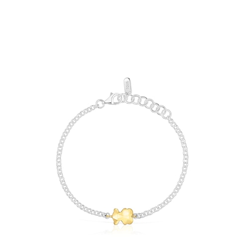Two-tone chain Bracelet with bear Icon Metal