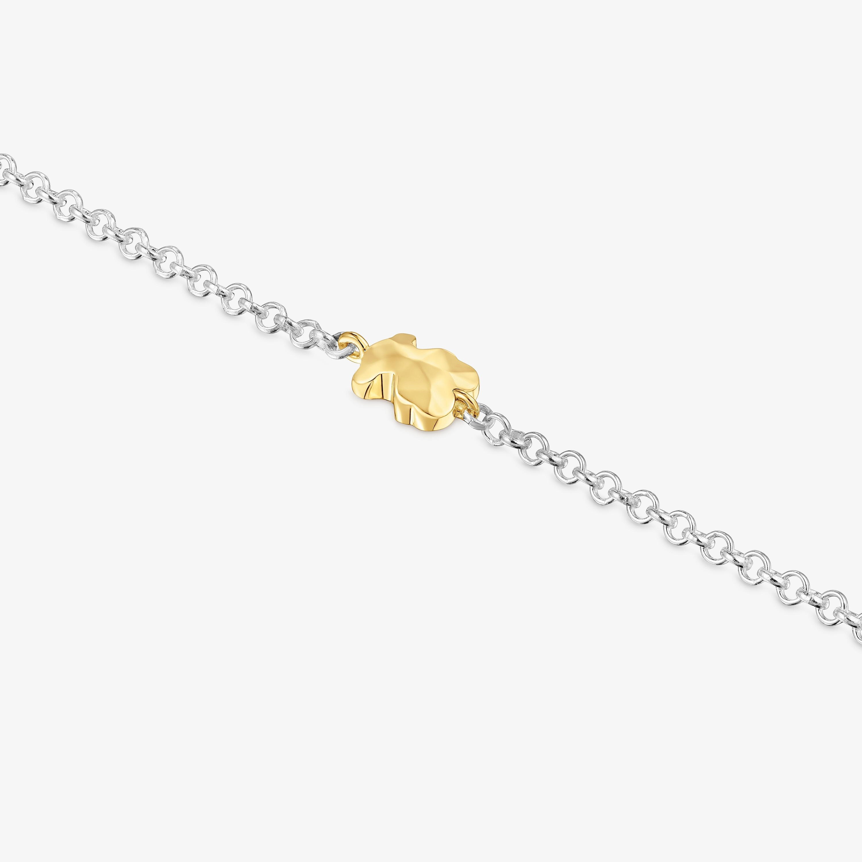 Two-tone chain Bracelet with bear Icon Metal