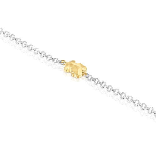 Two-tone chain Bracelet with bear Icon Metal