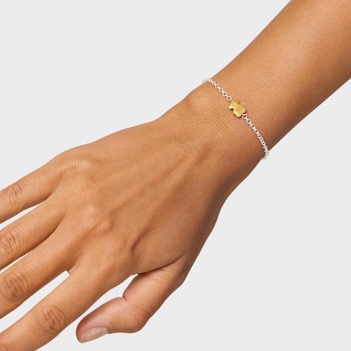 Two-tone chain Bracelet with bear Icon Metal