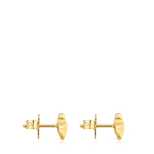 Earrings with bear and 18kt gold plating over silver Icon Metal