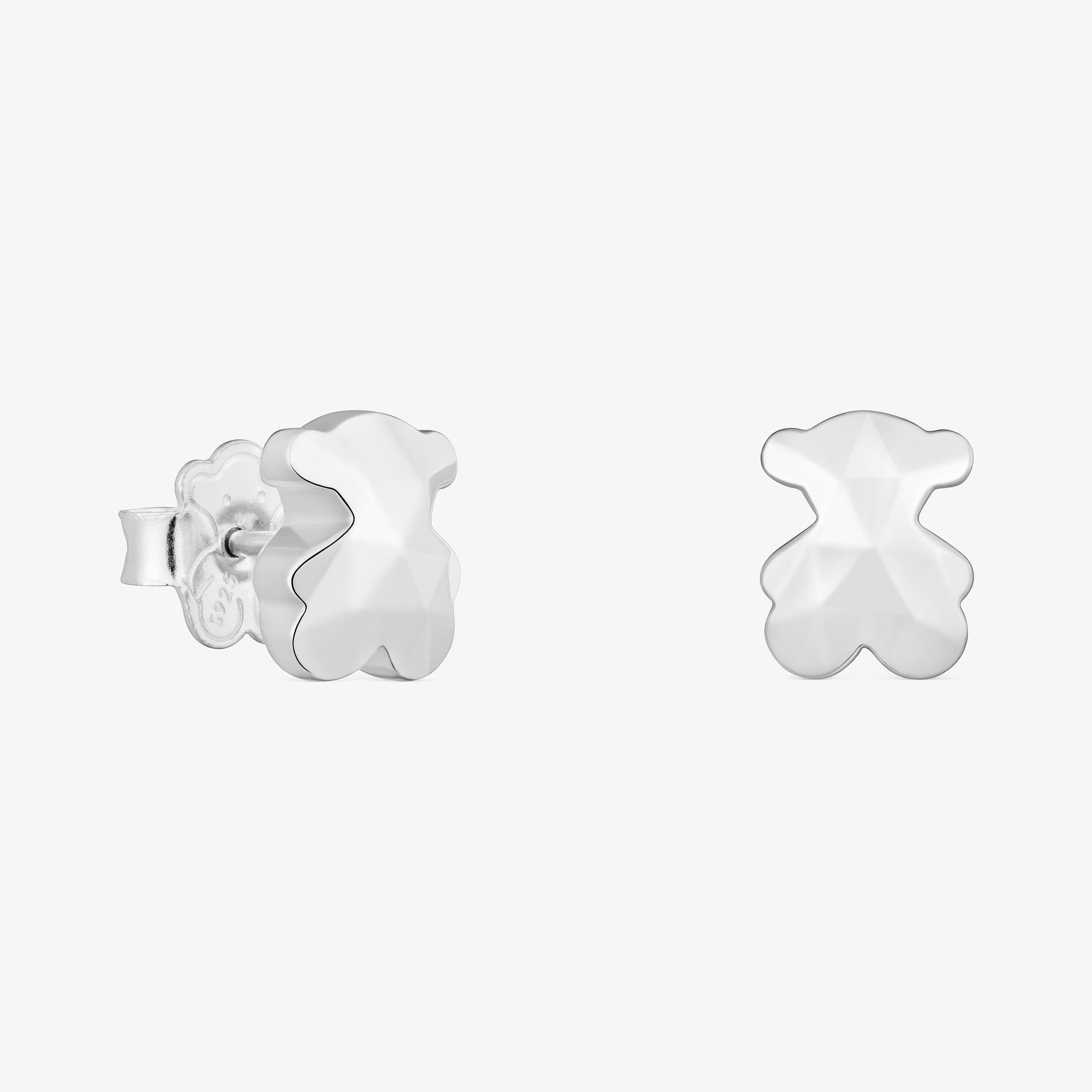Silver bear Earrings Icon Metal