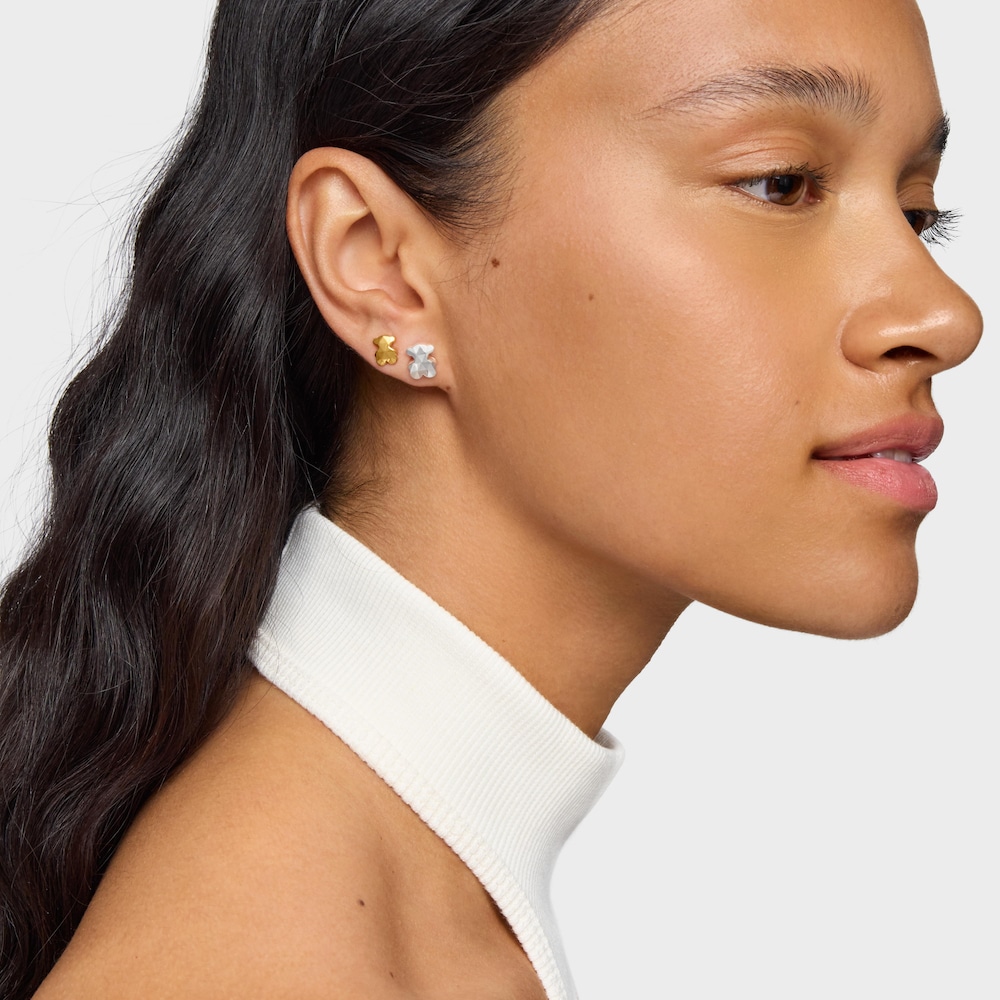 Brincos urso em prata Icon Metal