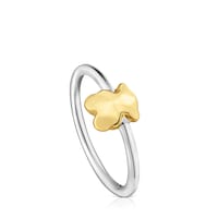 Two-tone Ring with bear Icon Metal