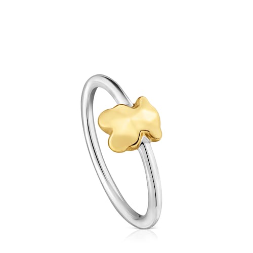 Twotone Ring with bear Icon Metal
