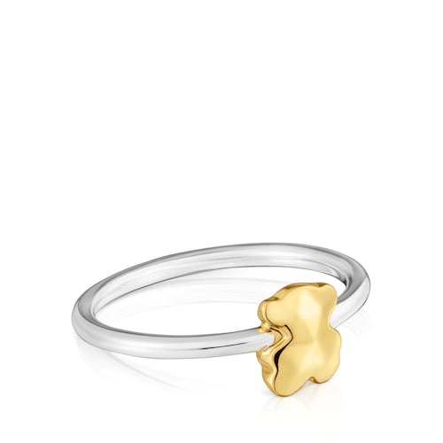 Twotone Ring with bear Icon Metal