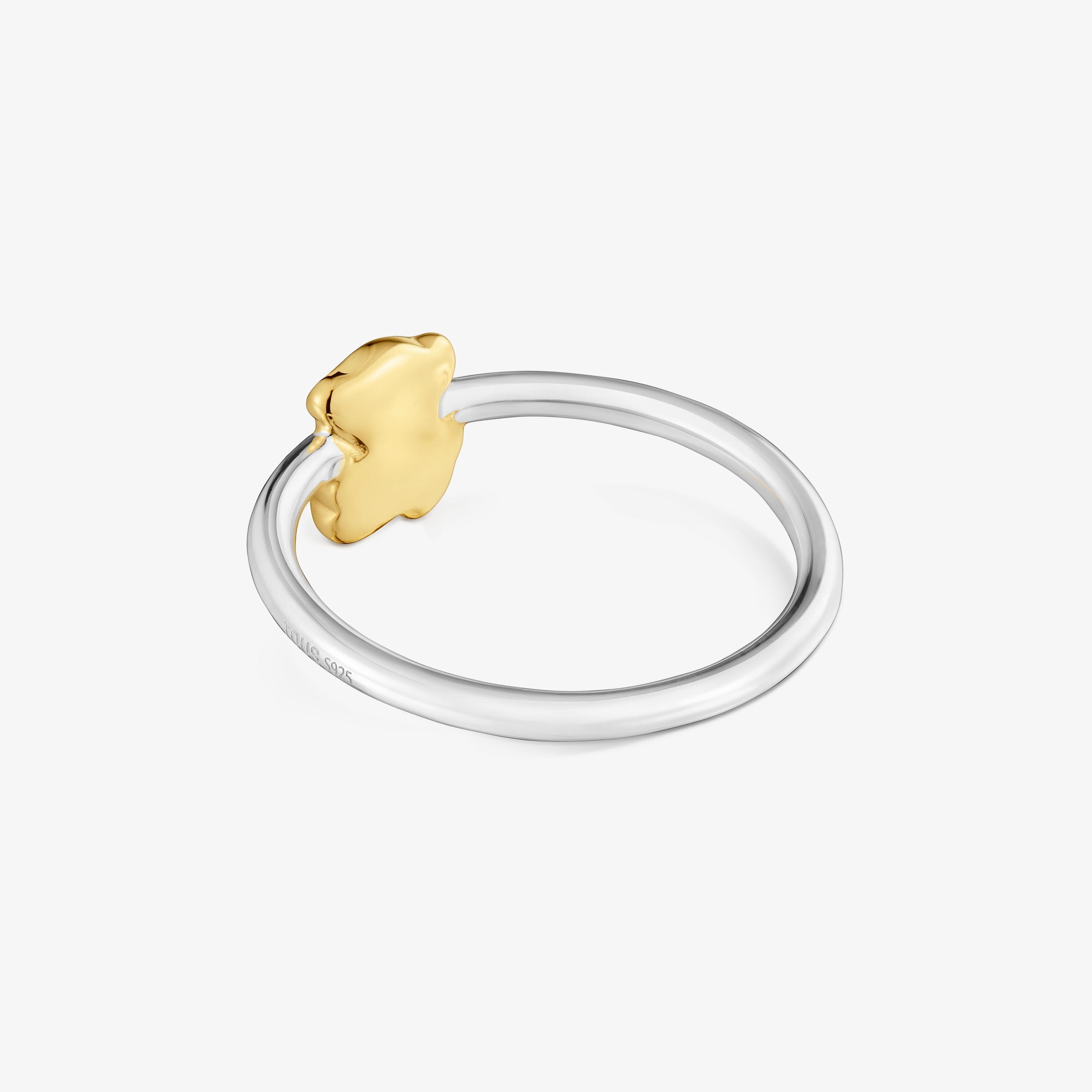 Two-tone Ring with bear Icon Metal