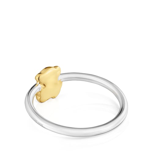 Twotone Ring with bear Icon Metal