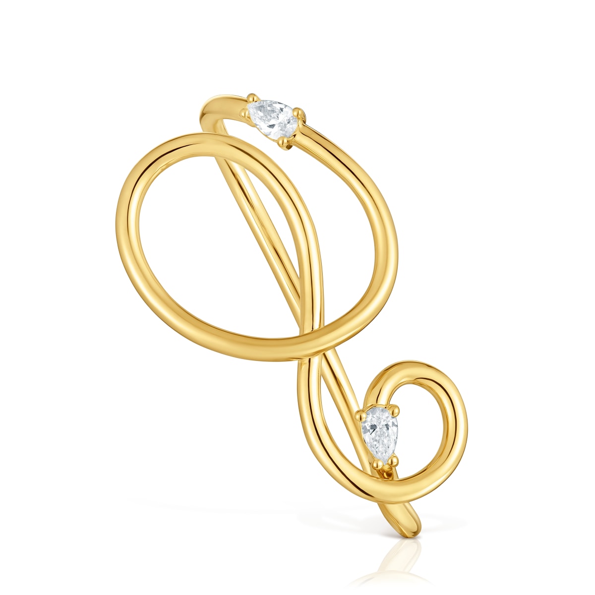 Tous - Anillo Abierto Con Baño De Oro 18 Kt Sobre Plata Y Diamantes Creados En Laboratorio Lio Lgd Talla 12