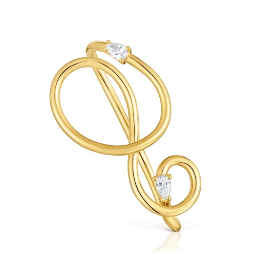 Anillo abierto con baño de oro 18 kt sobre plata y diamantes creados en laboratorio Lio LGD