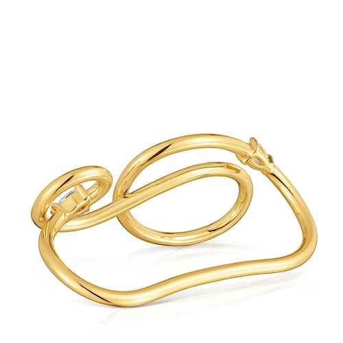 Anillo abierto con baño de oro 18 kt sobre plata y diamantes creados en laboratorio Lio LGD