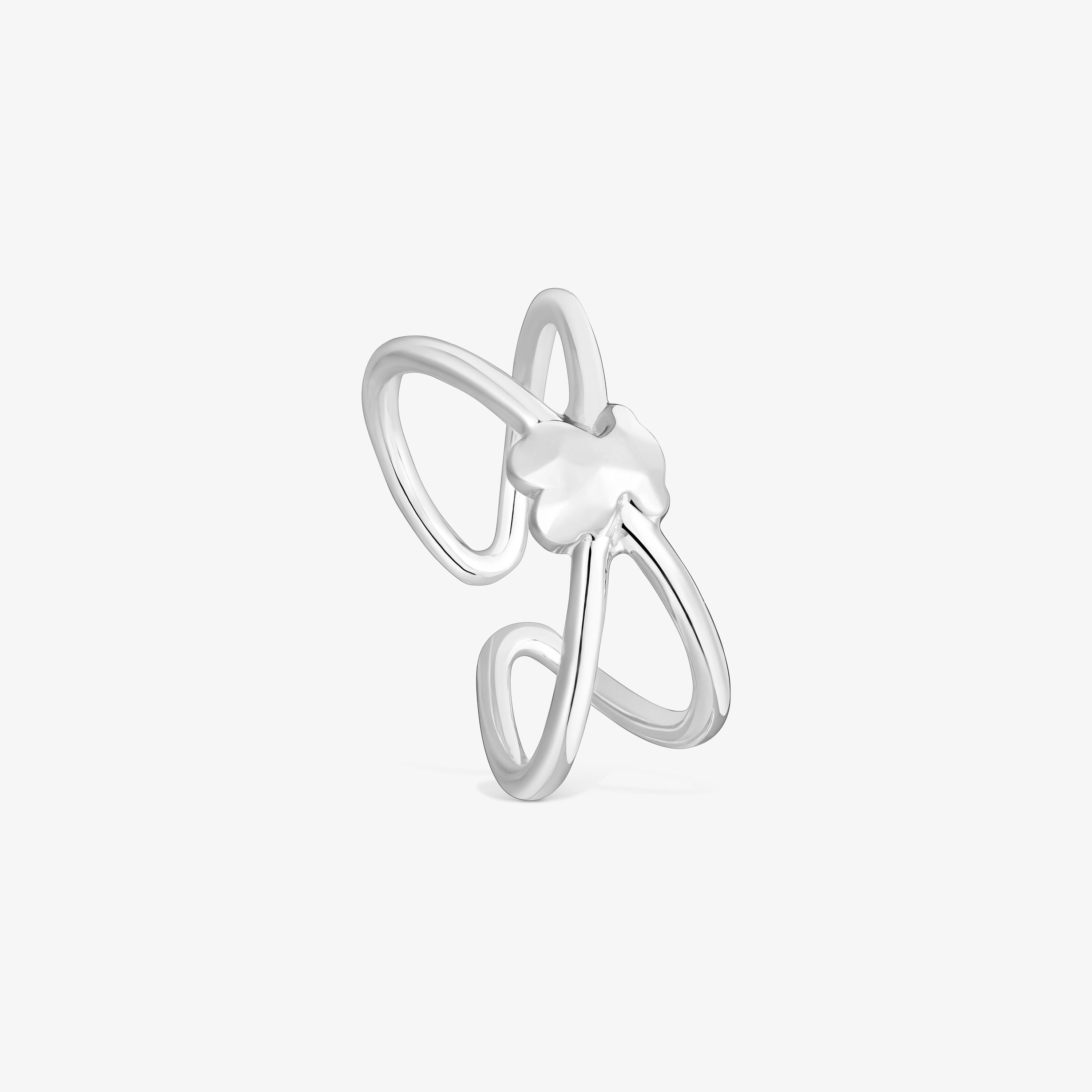 Silver Open ring with bear Icon Metal