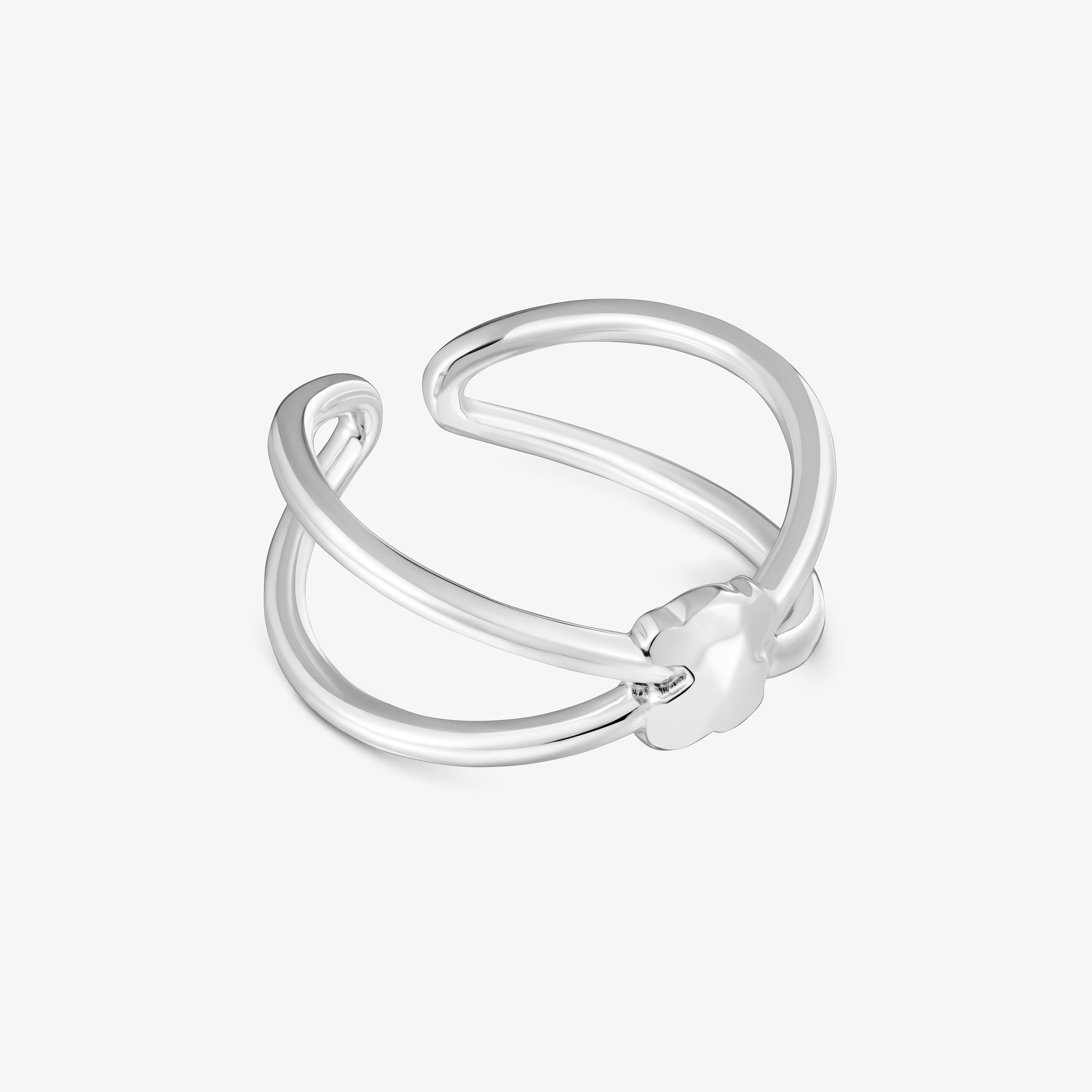 Silver Open ring with bear Icon Metal