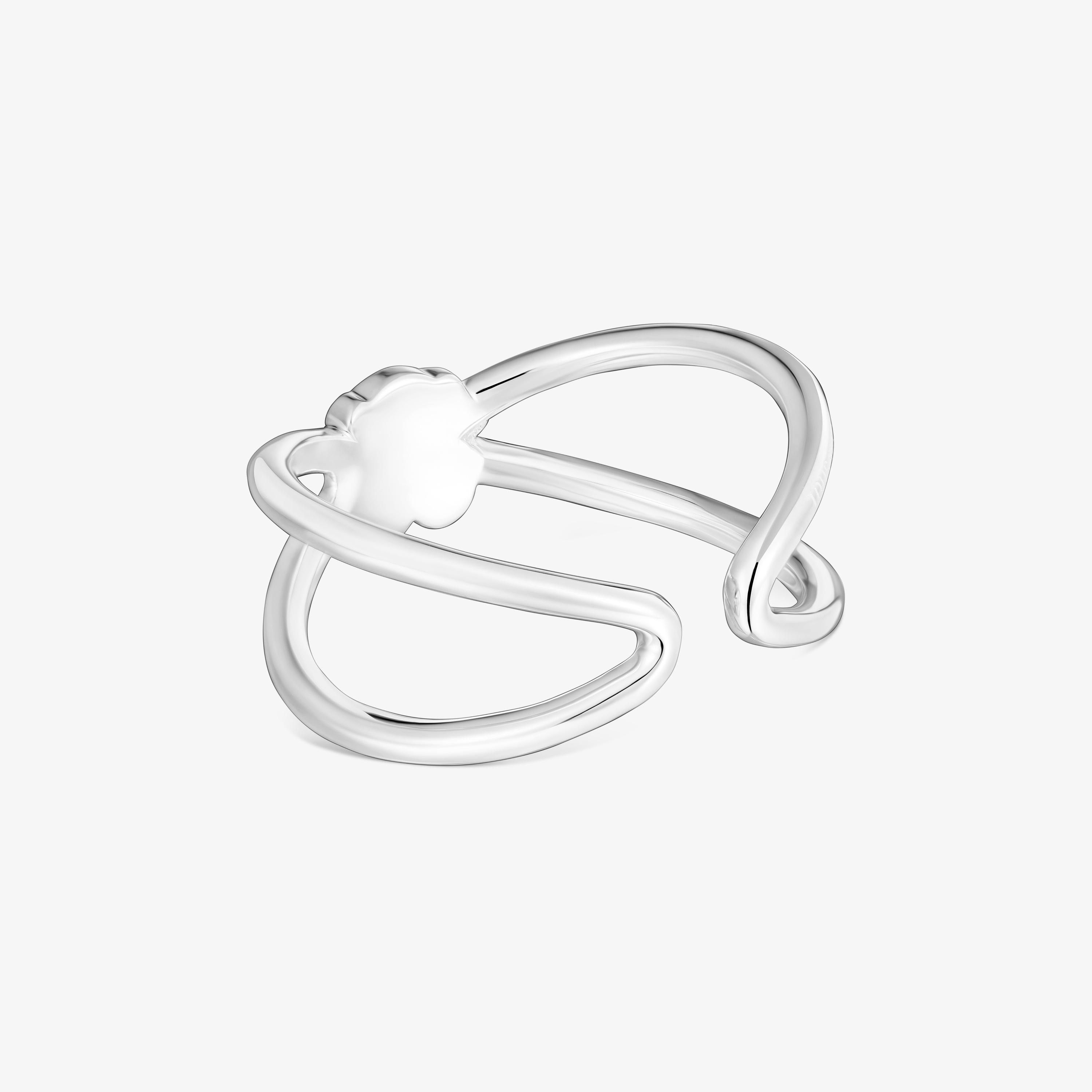 Silver Open ring with bear Icon Metal