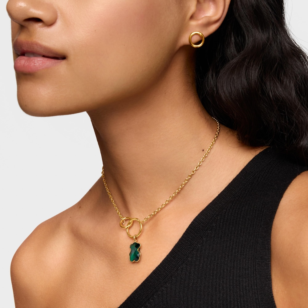 Dije oso de oro y esmeralda creada en laboratorio Icon Color LGG