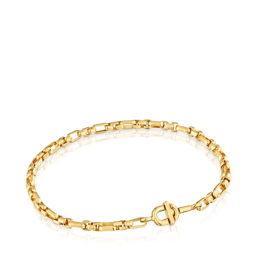 Pulsera cadena cuadrada con baño de oro 18 kt sobre plata TOUS MANIFESTO