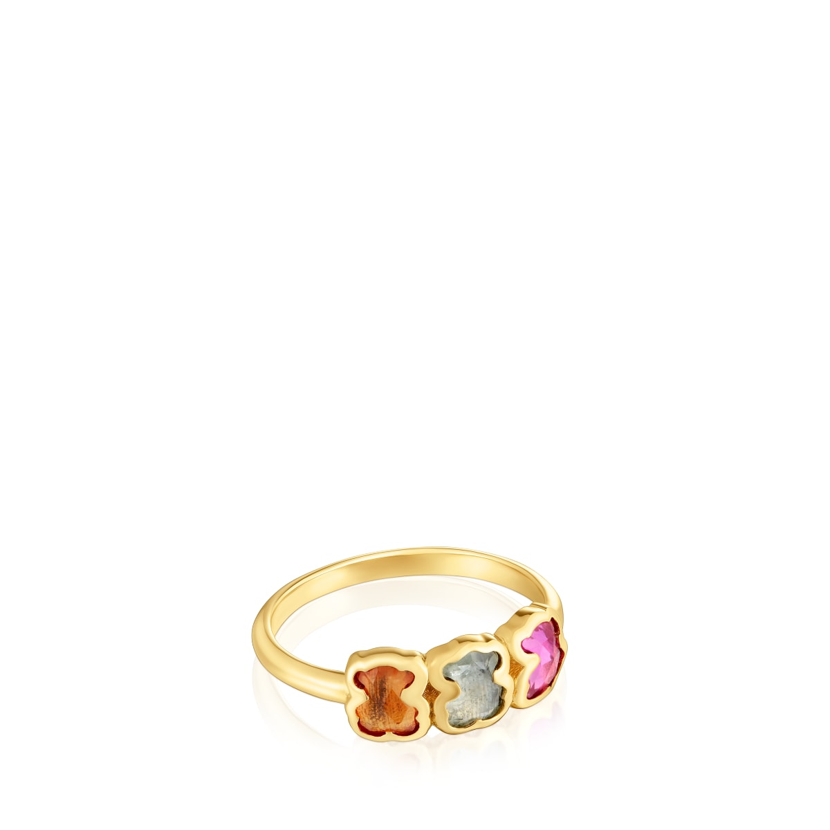 Tous - Claws Ring Con Baño De Oro 18 Kt Sobre Plata Y Gemas Creadas En Laboratorio Icon Color Lgg Talla U