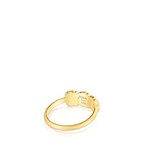 Claws ring con baño de oro 18 kt sobre plata y gemas creadas en laboratorio Icon Color LGG