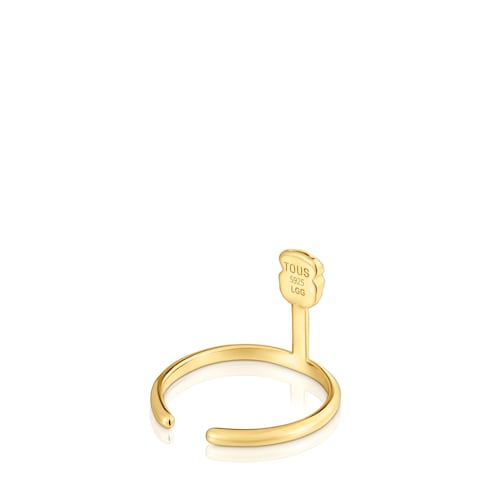 Claws ring con baño de oro 18 kt sobre plata y rubí creado en laboratorio Icon Color LGG