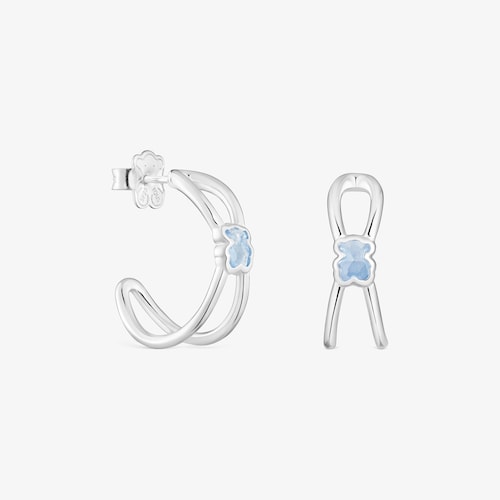 Pendientes aro de plata y espinela azul creada en laboratorio Icon Color LGG